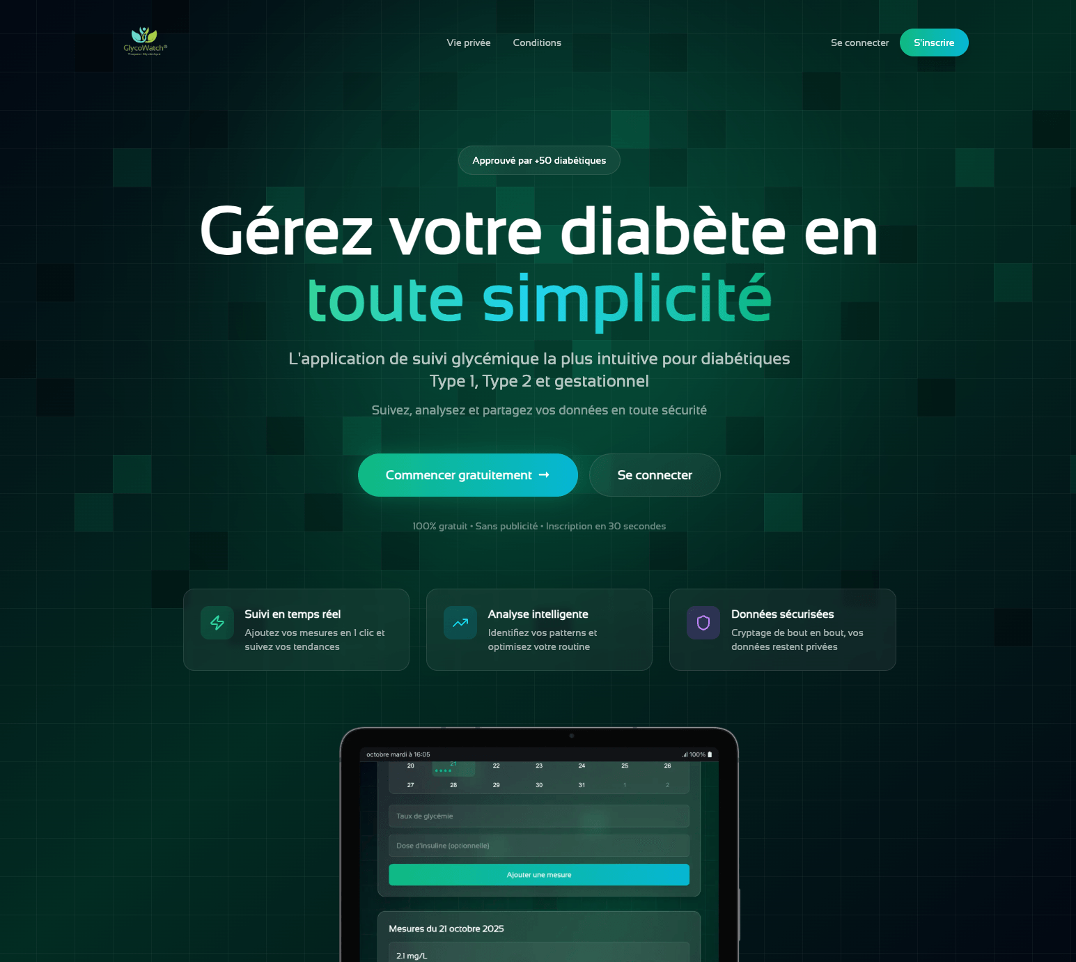 Capture d'écran du projet GlycoWatch